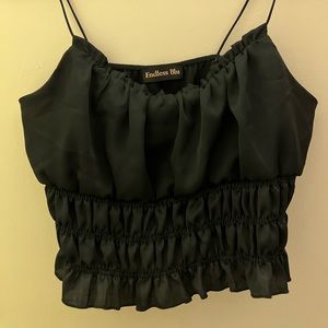 NWOT Black Tank Ruffle Blouse